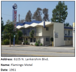 Mid-Century Modern motels like this one sprung up for travelers who took Lankershim to Route 99 (the LA area predecessor to the Golden State Freeway).